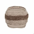 Homeroots 18 x 18 x 18 in. Beige & Brown Boho Shaggy Khaki Textured Pouf 383106